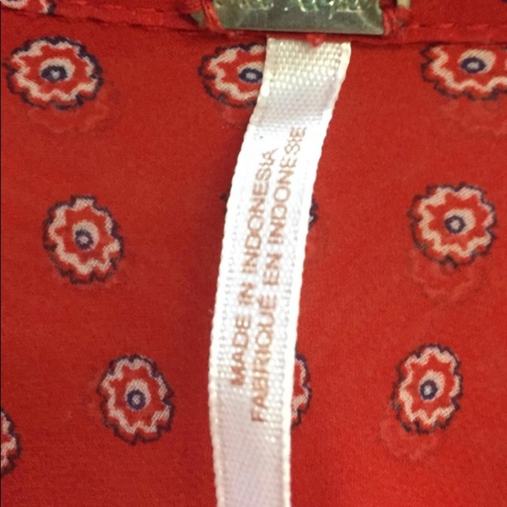 Free People Red Patterned Button-Down Sheer Shirt - image 3